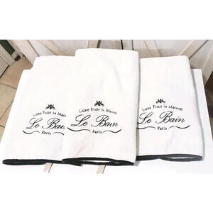 Set Hotel Collection Le Bain Paris Bath Towels 100% Cotton White Lot Of 3